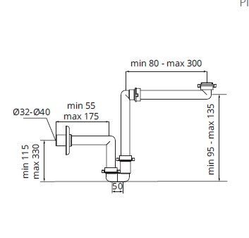 Компактный сифон BMT 801 799 000 01 0 для мебельной раковины