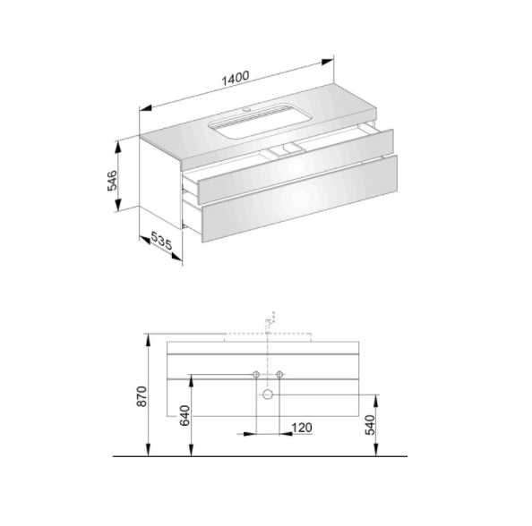 Тумба подвесная под раковину KEUCO EDITION 11 31573 380100 с отверстием под смесители, с двумя выдвижными ящиками, корпус/фасад структурный лак, белая
