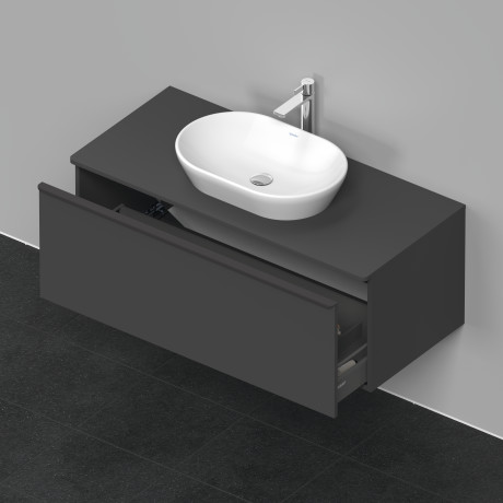 Тумба подвесная под раковину DURAVIT D-Neo DE494904949 1200 мм х 550 мм, с 1 выдвижным ящиком и консолью, графит матовый