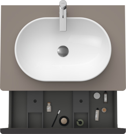 Тумба подвесная под раковину DURAVIT D-Neo DE494704343 800 мм х 550 мм, с консолью, с одним выдвижным ящиком, базальт матовый