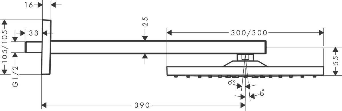 Верхний душ Hansgrohe Raindance E 26239000 300 1jet EcoSmart с держателем хром