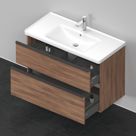 Тумба подвесная под раковину DURAVIT D-Neo DE435607979 984 мм х 452 мм, с выдвижным ящиком и выдвижным отделением, орех натуральный