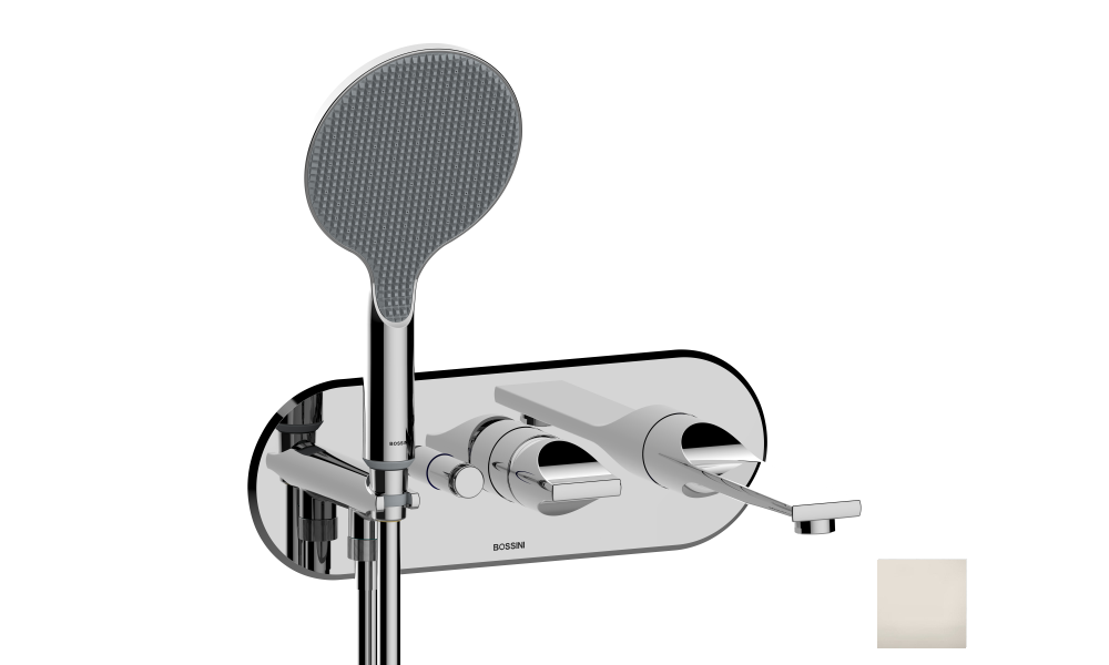 Наружная часть смесителя для ванны BOSSINI Apice Z00557.094 c изливом, верхним душем и шлангом, никель шлифованный