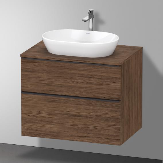 Тумба подвесная под раковину DURAVIT D-Neo DE496702121 800 мм х 550 мм, с консолью, с двумя выдвижными ящиками, орех тёмный