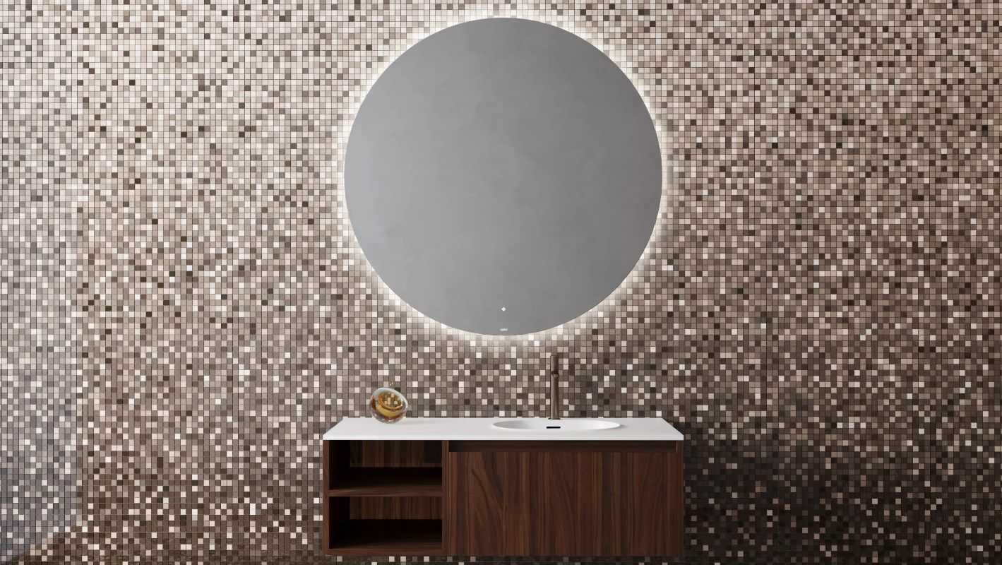 Зеркало круглое с LED - подсветкой и подогревом SALINI OMBRA 27M0360BH 25х600х600мм, с сенсорным включателем, цвет Серый