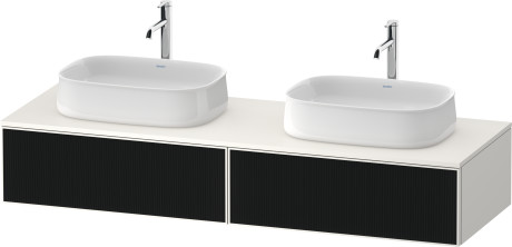 Тумба подвесная под две раковины DURAVIT ZENCHA ZE4815B63840000 550 мм х 1600 мм х 281 мм, с 2 выдвижными ящиками, чёрное стекло/белый суперматовый