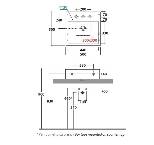 Раковина накладная GLOBO STONE SCQ51BI 500 мм х 500 мм х 140 мм, с тремя намеченными отверстиями под смеситель, с переливом, цвет белый глянцевый