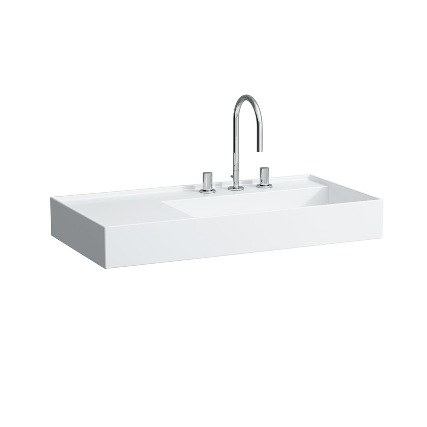 Раковина столешница Laufen  Kartell by Laufen 810339  90 см, полочка слева, 3 отверстия под смеситель, без перелива