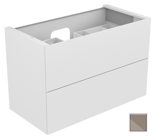 Тумба подвесная под раковину KEUCO EDITION 11 31352 140000 с двумя выдвижными фронтами, корпус матовый лак/фасад глянцевое стекло, трюфель
