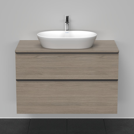 Тумба подвесная под раковину DURAVIT D-Neo DE496803535 550 мм х 1000 мм, с двумя выдвижными ящиками и консолью, дуб терра