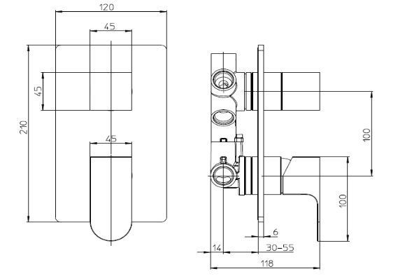 Внешняя часть однорычажного встраиваемого смесителя BOSSINI GILLO Z00738.094 на 2-5 выходов, цвет Шлифованный никель