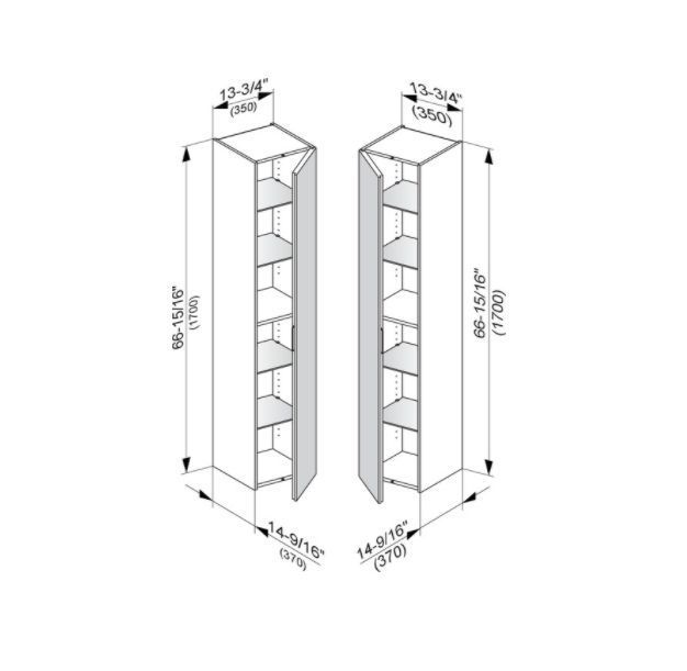 Шкаф - пенал высокий подвесной KEUCO EDITION 11 31330 370002 петли справа, 4 стеклянные полки, корпус/фасад структурный лак, трюфель