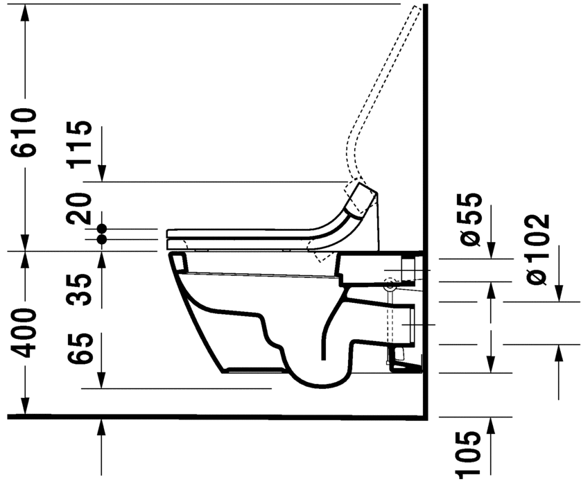Подвесной унитаз Duravit Starck 2 2533090000 62 см белый