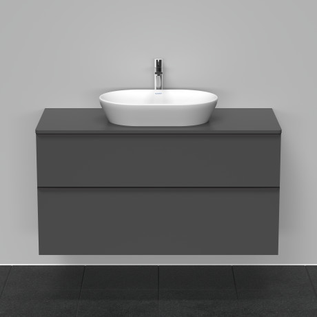 Тумба подвесная под раковину DURAVIT D-Neo DE496904949 1200 мм х 550 мм, с 2 выдвижными ящиками и консолью, графит матовый