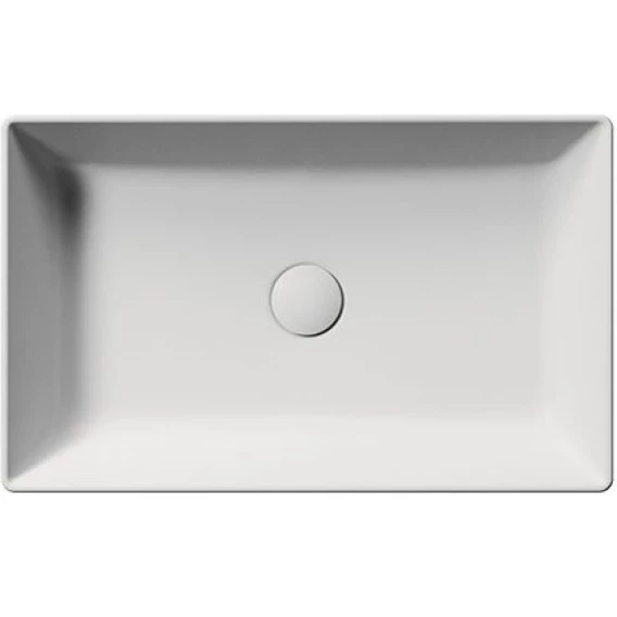 Раковина накладная прямоугольная GSI KUBE X 945309 600 мм х 370 мм, без отверстия под смеситель, без перелива, цвет Белый матовый