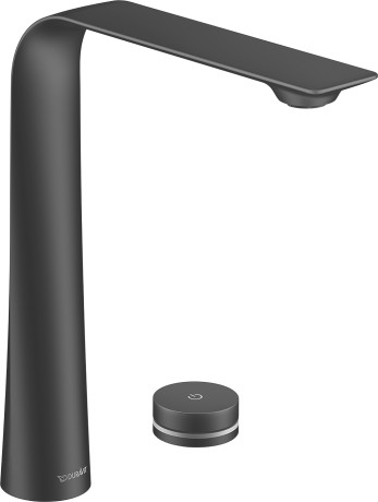 Электронный смеситель для раковины Duravit D.1 D11110008046 на два отверстия, со встроенным блоком питания, без донного клапана, чёрный матовый