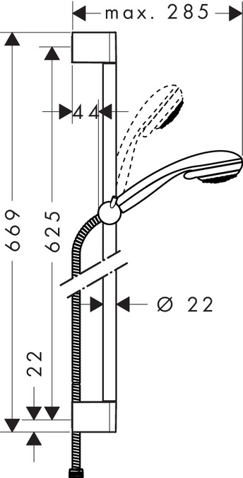 Душевой гарнитур со штангой 65 см Hansgrohe Crometta 85 Multi/Unica Crometta 27767000 хром