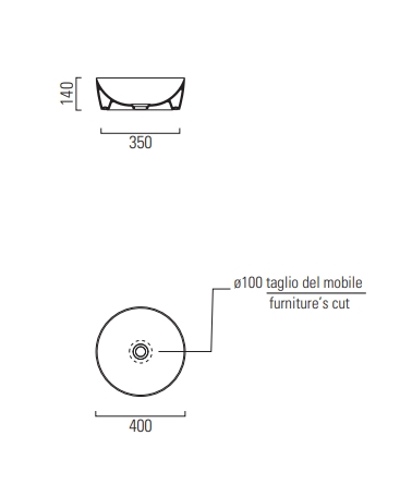 Раковина - чаша накладная круглая GSI NUBES 903911 400 мм х 400 мм, без отверстия под смеситель, без перелива, белая глянцевая