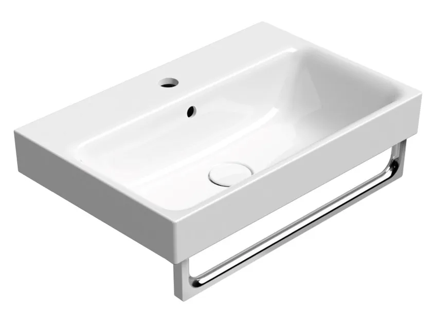 Раковина накладная/подвесная GSI NUBES 9683111 600 мм х 400 мм, с отверстием под смеситель, с переливом, белая глянцевая