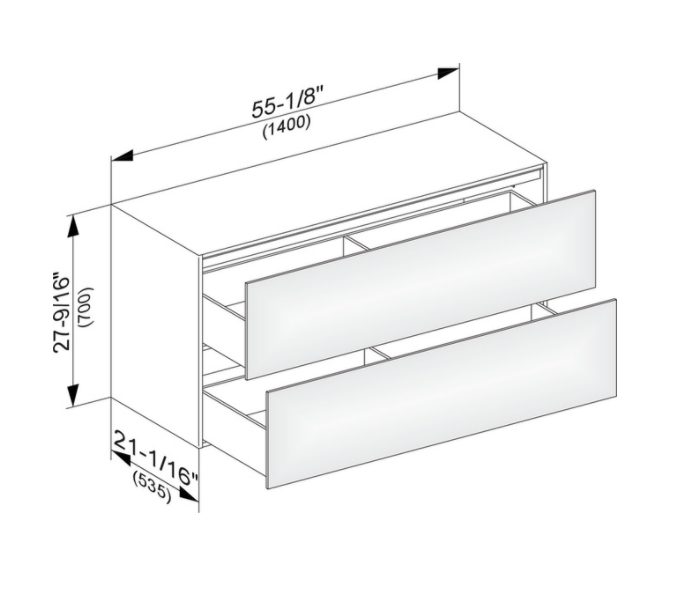 Тумба боковая подвесная KEUCO EDITION 11 31327 300000 с двумя выдвижными фронтами, корпус матовый лак/фасад глянцевое стекло, белая