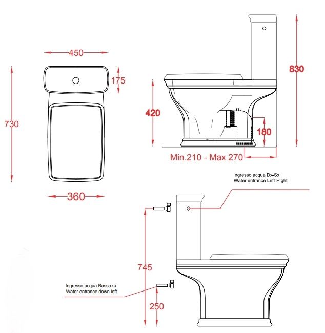 Унитаз напольный ARTCERAM CIVITAS CIV004 01 00 540 мм х 360 мм, со сливом Vario, c креплением, белый глянцевый