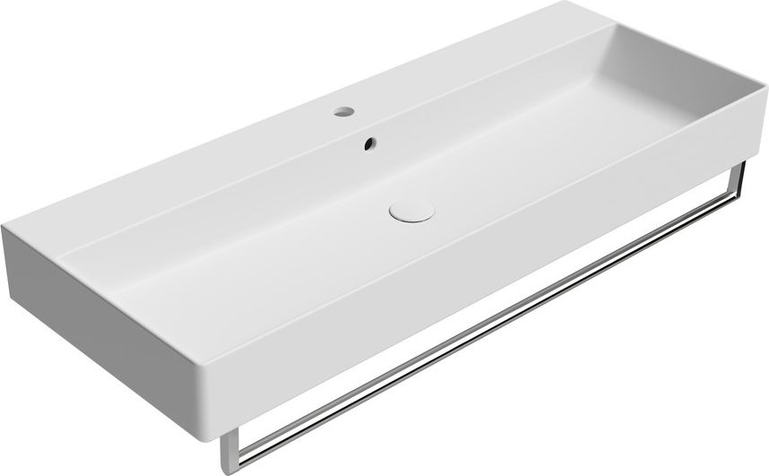 Раковина накладная/подвесная GSI KUBE X 9424109 1200 мм х 470 мм, с отверстием под смеситель, с переливом, цвет Белый матовый