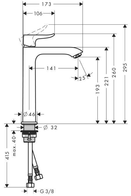 Смеситель для раковины высокий Hansgrohe Metris 31185000 Хром