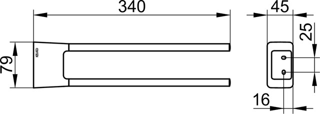 Полотенцедержатель двойной неповоротный KEUCO AVENO 14619 370000 340 мм, с клеевым комплектом, цвет Чёрный матовый