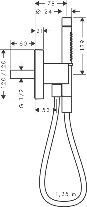 Шланговое подсоединение с ручным душем AXOR Starck Organic 12626000 Хром