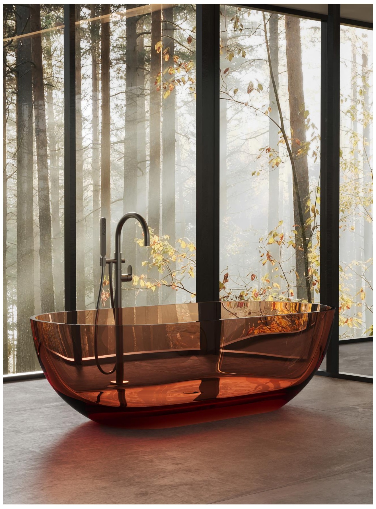 Ванна отдельностоящая DEA DESIGN  Shadow  DD8619 1780 R9     178x88xh52 см, материал Glasstech, сифон и д/клапан хром, цвет коричнево-медный  Brown Copper R9