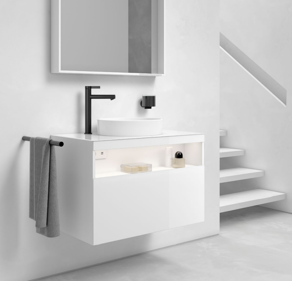 Смеситель однорычажный для раковины KEUCO IXMO 59510 371100 без донного клапана, чёрный матовый