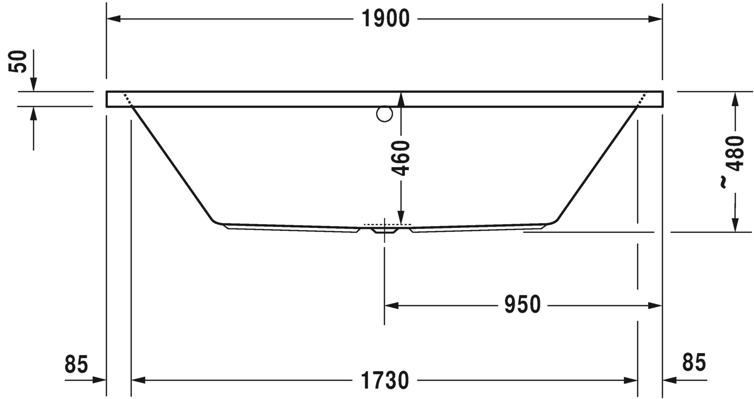 Акриловая ванна Duravit Vero Air 700414000000000 1900 х 900 c двумя наклонами для спины, встраиваемая версия, белая