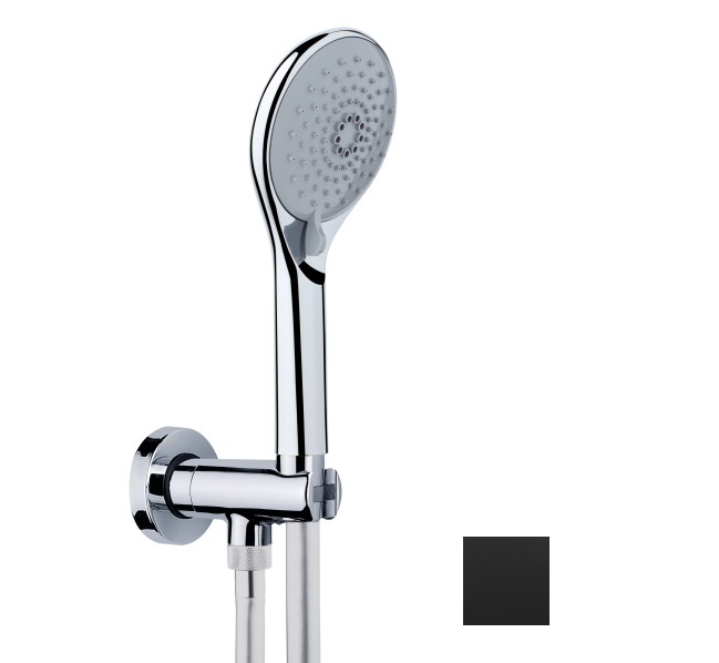 Душевой комплект Bossini Syncronia C12035C.073 с лейкой, шлангом и держателем, Чёрный матовый
