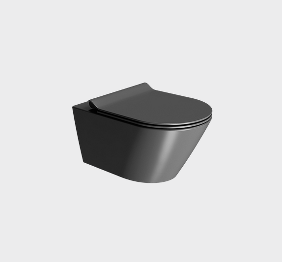 Унитаз подвесной GSI KUBE X 9413FR526 550 мм х 360 мм, c Genius Flush, с крепежом, цвет Чёрный матовый Ardesia