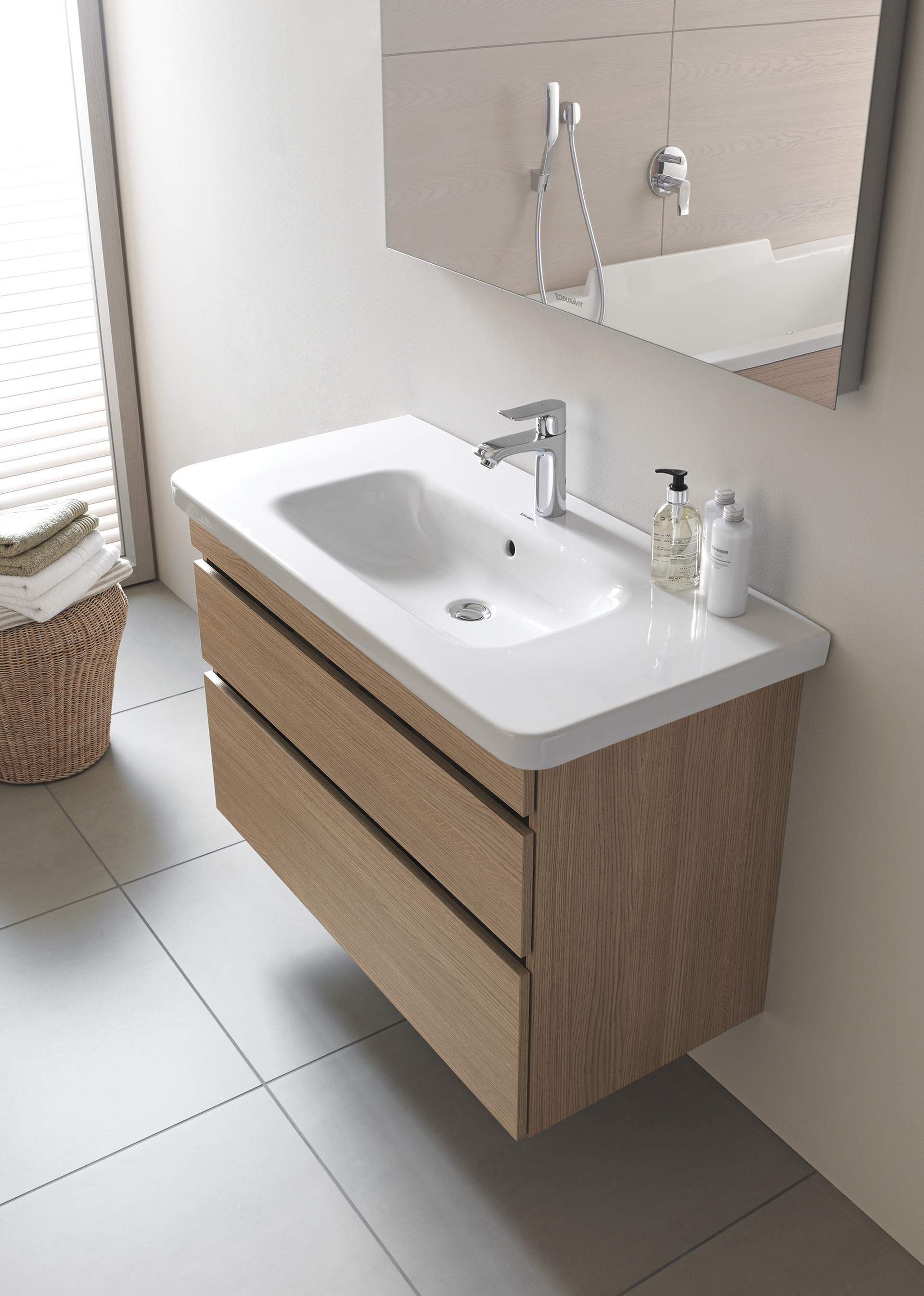Тумбочка подвесная под раковину Duravit DuraStyle DS 6481 18 с двумя выдвижными ящиками, белый матовый