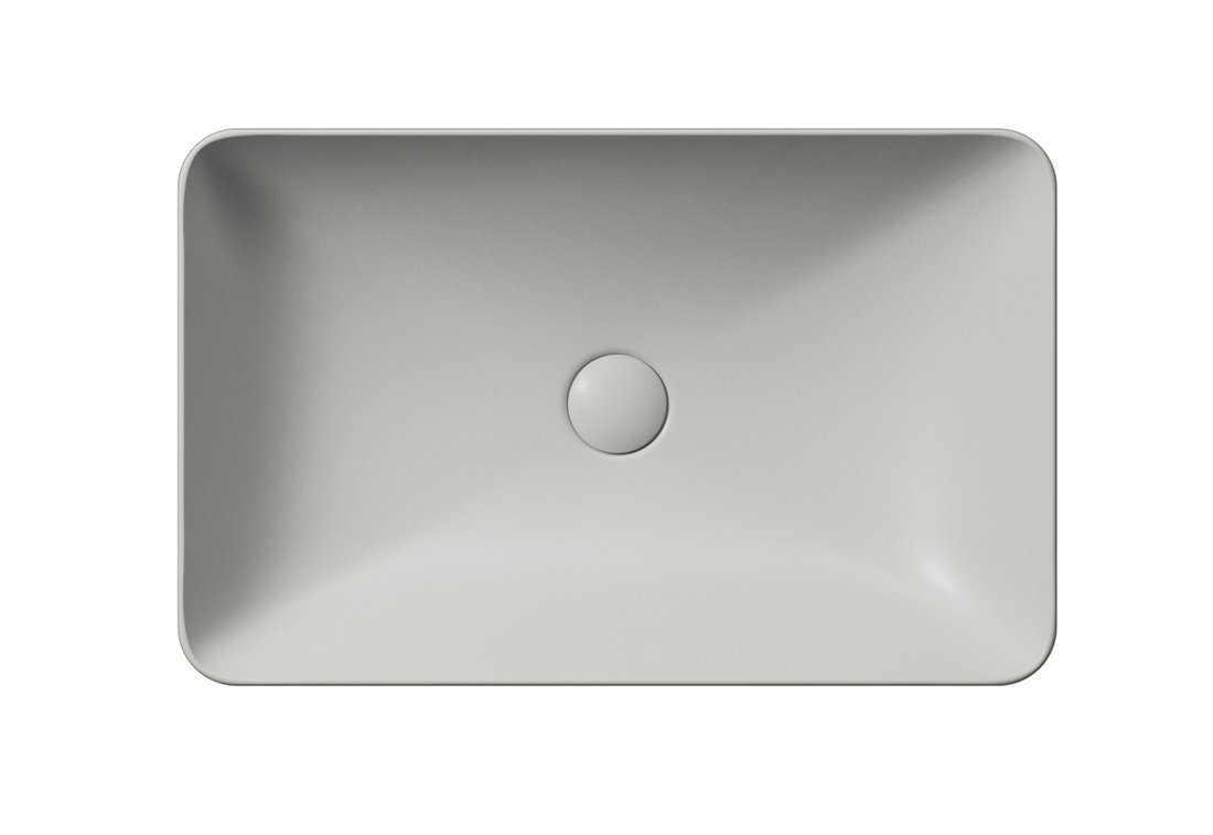 Раковина накладная GSI PURA 883717 600 мм х 380 мм, без отверстия под смеситель, без перелива, цвет Cenere Matte