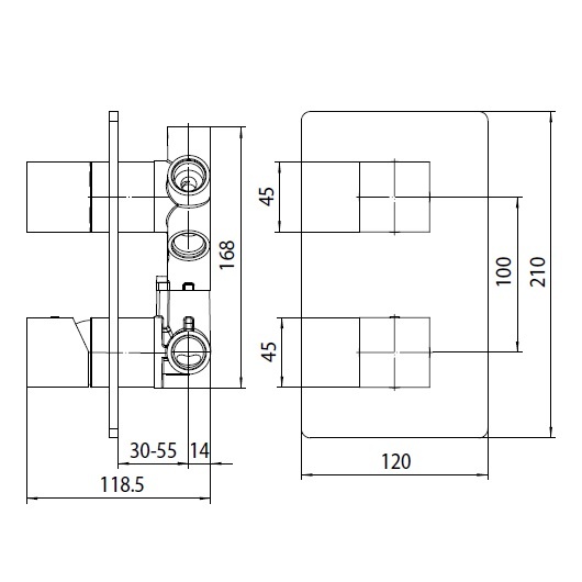 Наружная часть механического смесителя BOSSINI CUBe NEW Z00062.045 118 мм х 120 мм х 210 мм, белый матовый (изделие снято с производства)