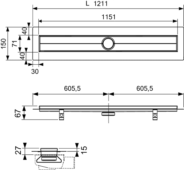 Дренажный канал прямой TECE TECEdrainline 601200 1200 мм, с гидроизоляцией SealSystem