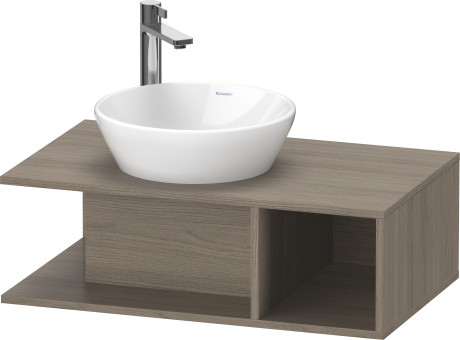 Тумба подвесная под раковину DURAVIT D-Neo DE491803535 800 мм х 480 мм, с консолью, с открытой полкой справа, дуб терра