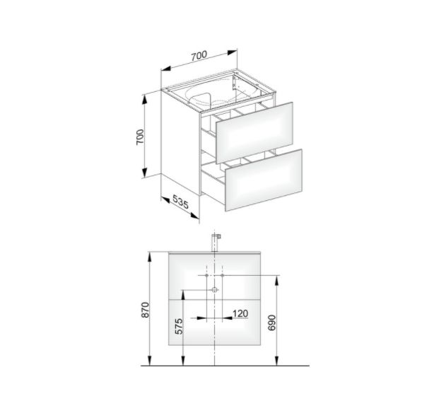 Тумба подвесная под раковину KEUCO EDITION 11 31342 140000 с двумя выдвижными фронтами, корпус матовый лак/фасад глянцевое стекло, трюфель