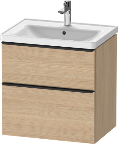 Тумба подвесная под раковину DURAVIT D-Neo DE435403030 634 мм х 452 мм, с выдвижным ящиком и выдвижным отделением, натуральный дуб