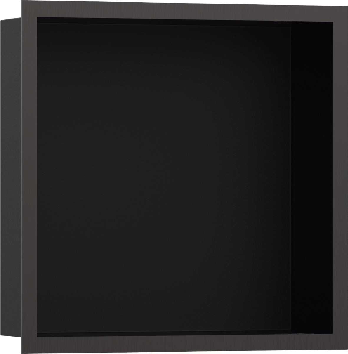 Настенный короб HANSGROHE XtraStoris Individual 56098340 с дизайнерской рамой, 300 мм х 300 мм х 100 мм, матовый чёрный/шлифованный чёрный хром