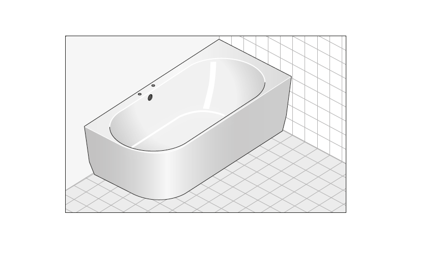 Ванна в правый угол  Laufen  Pro  2.4495.5.000.000.1, 180х80 см, из материала   Marbond, несъемная панель, белая