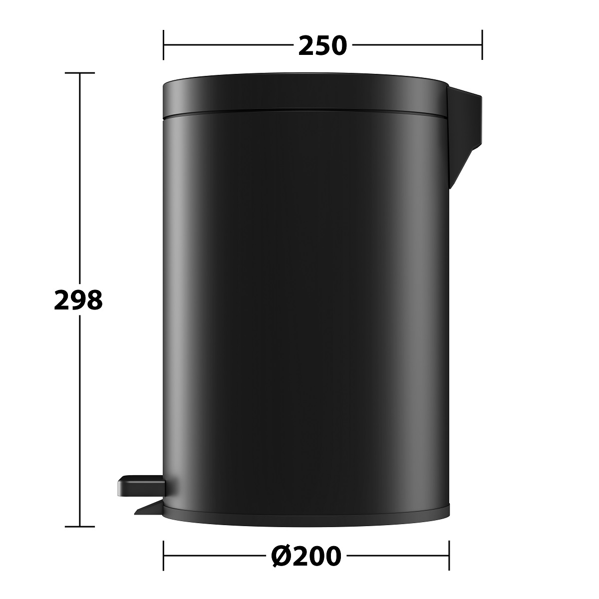 Ведро для мусора с крышкой 5 л KEUCO PLAN 04988 370000 Чёрный матовый