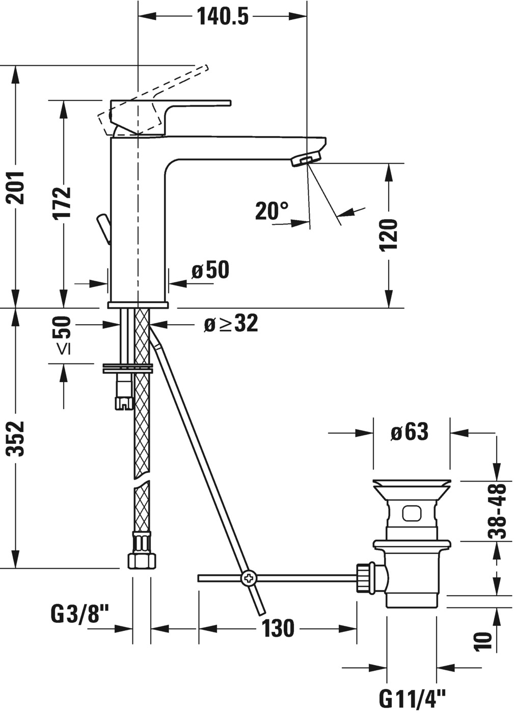 Однорычажный смеситель для раковины Duravit B.3  B31020001010, хром