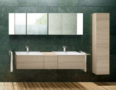 Шкаф - пенал высокий подвесной KEUCO EDITION 11 31330 180002 петли справа, 4 стеклянные полки, корпус матовый лак/фасад глянцевое стекло, кашемир