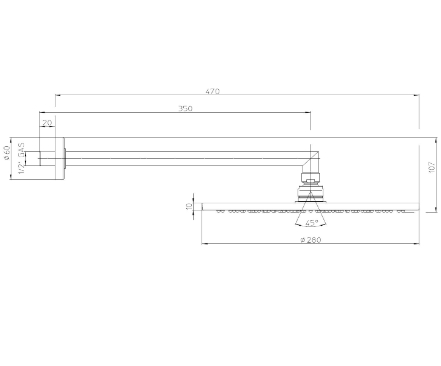 Настенный верхний душ Bossini Cosmo H70596I.073 1 режим, черный матовый