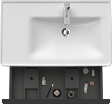 Тумба подвесная под раковину DURAVIT D-Neo DE425509191 784 мм х 452 мм, с одним выдвижным ящиком, серо-коричневый матовый