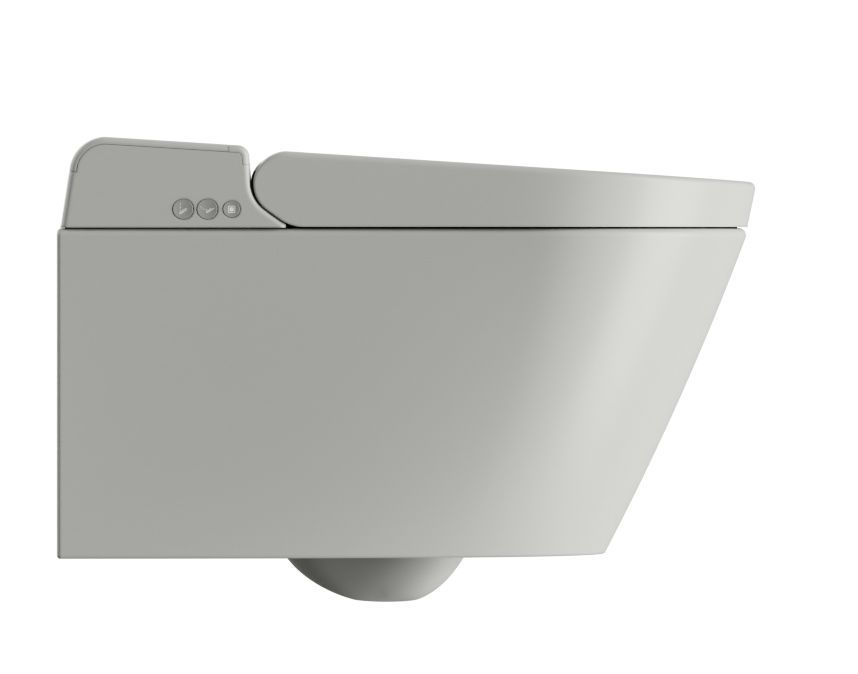 Подвесной умный безободковый унитаз GSI WClean 7418K17 590х375 мм, с модулем электронного биде и сиденьем Soft-Close, цвет матовый Cenere