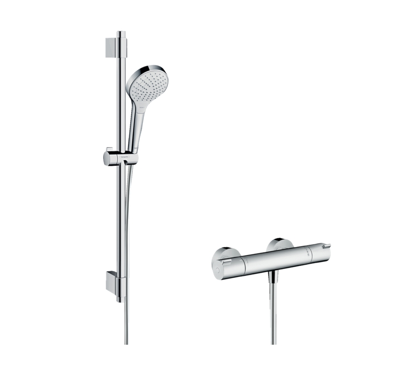 Душевая система с термостатом HANSGROHE Croma Select S 27833400 с ручным душем и шлангом, цвет Хром/Белый